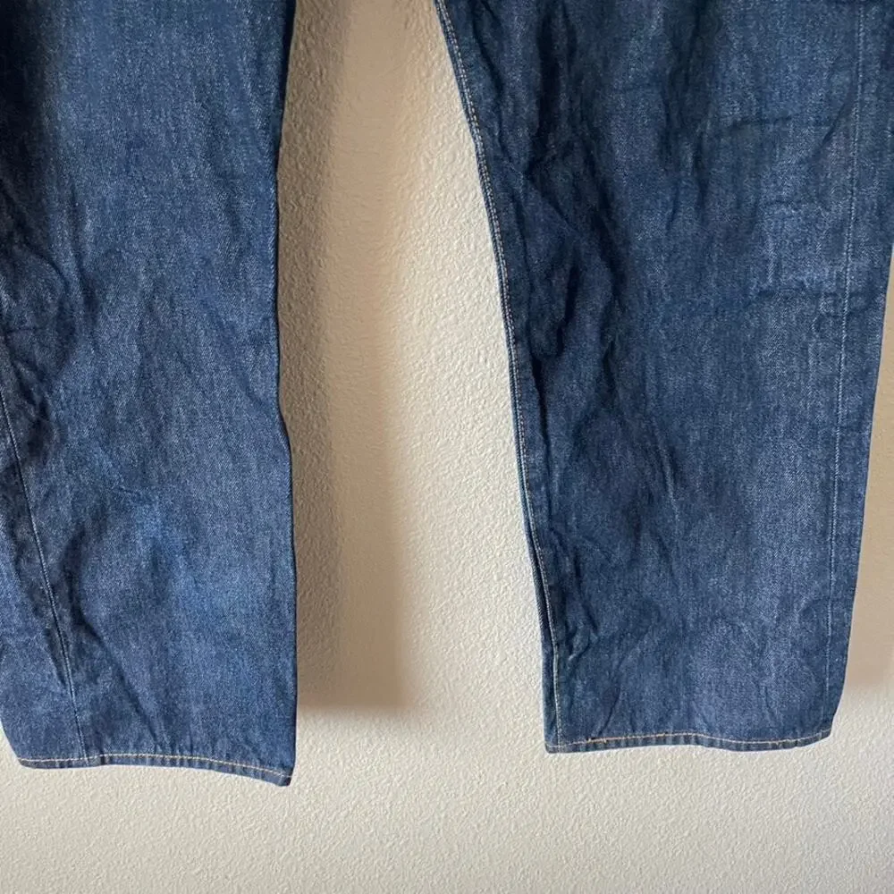 Levis 501 Dark Wash Button Fly Mens Rigid Denim Jeans Straight Leg W40 L32